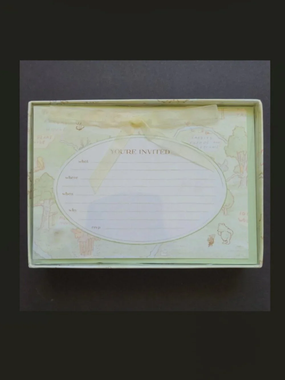 5/$15 Disney Target Classic Pooh 10 Invitations Envelopes Box Hundred Acre Wood